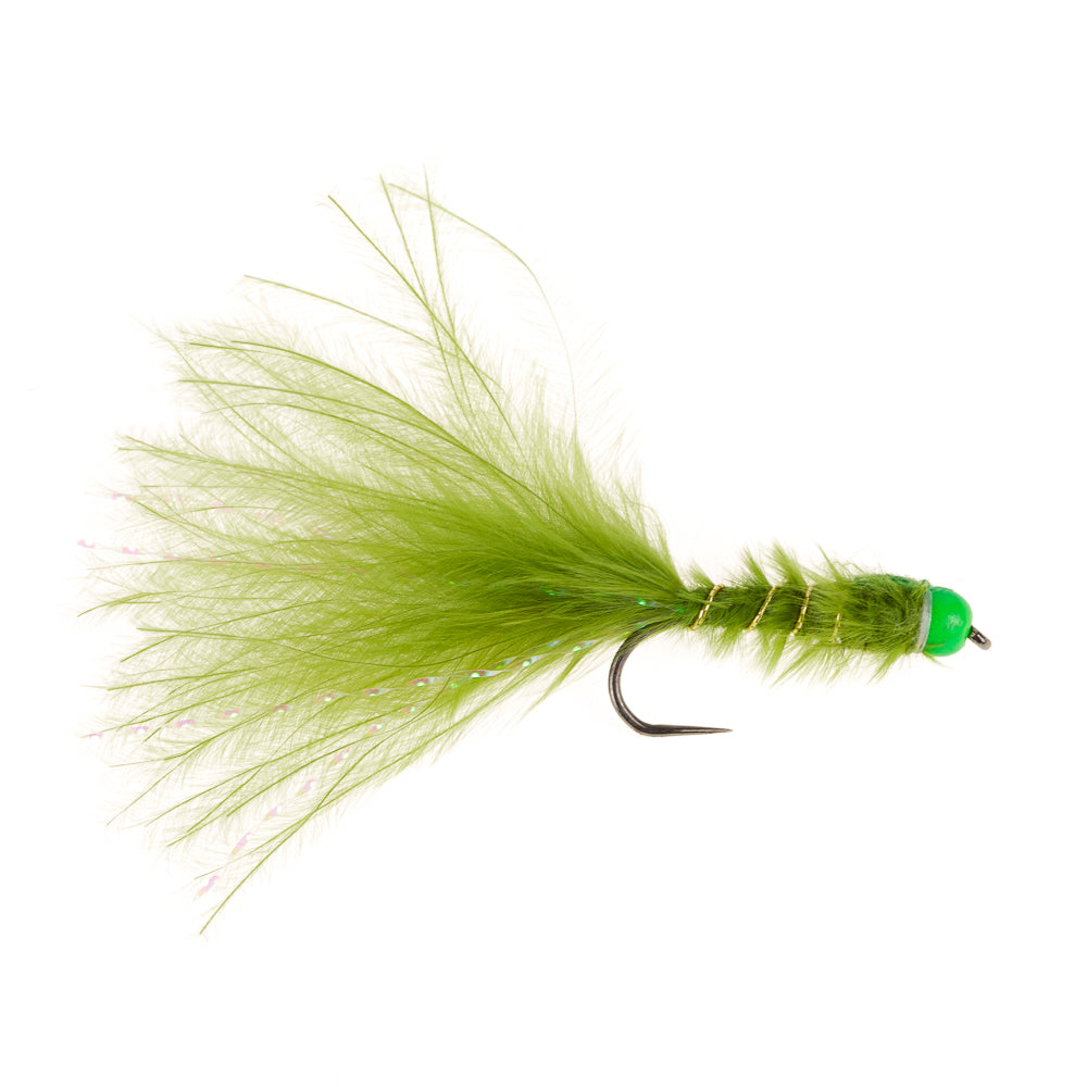 BEADHEAD DAMSEL HOTHEAD GREEN BARBLESS